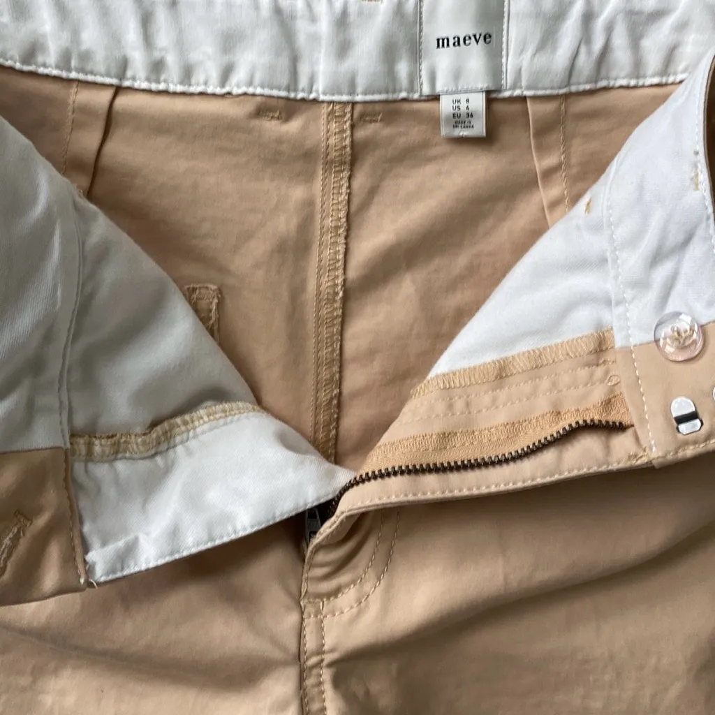 Anthropologie Maeve Curved Cropped Chino Pants Barrel Leg Pants 4 Khaki - Image 12