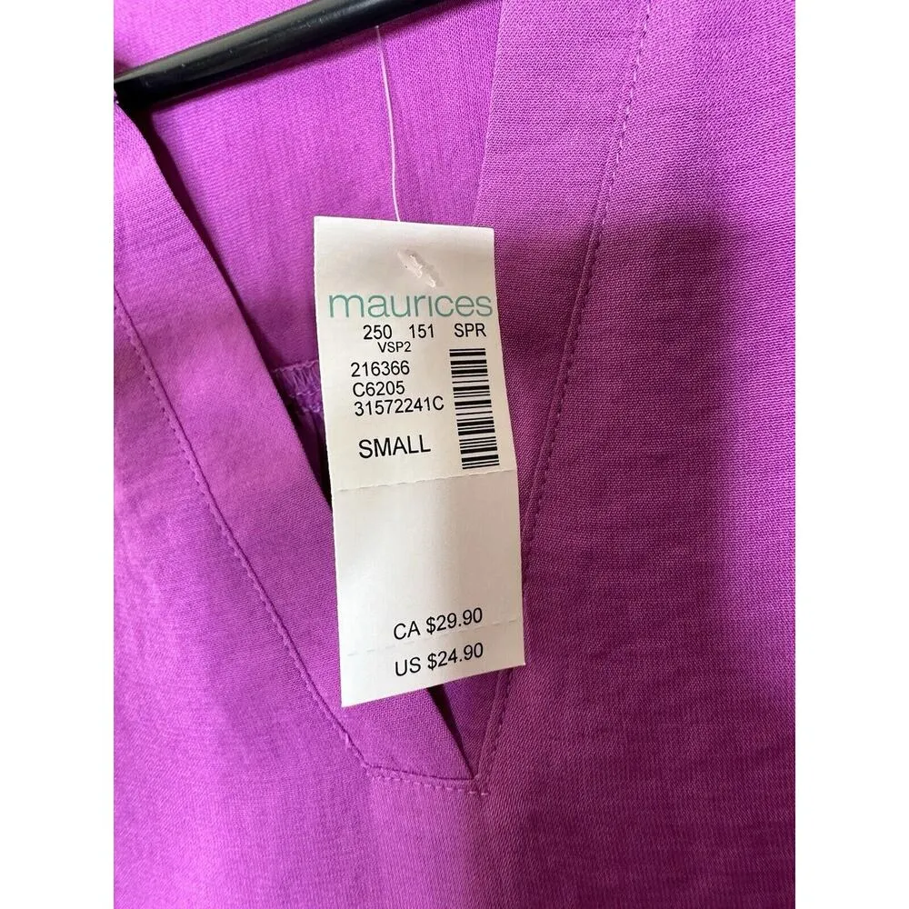 Maurice’s Lightweight Purple Sleeveless Blouse Size Small NEW V-Neck - Image 3