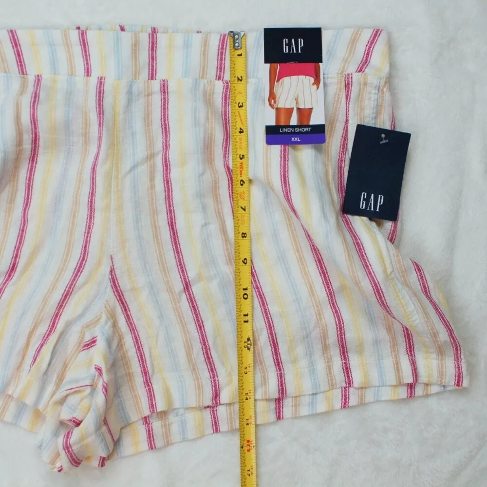 NWT GAP multi colored striped linen shorts XXL summer vacation - Image 3
