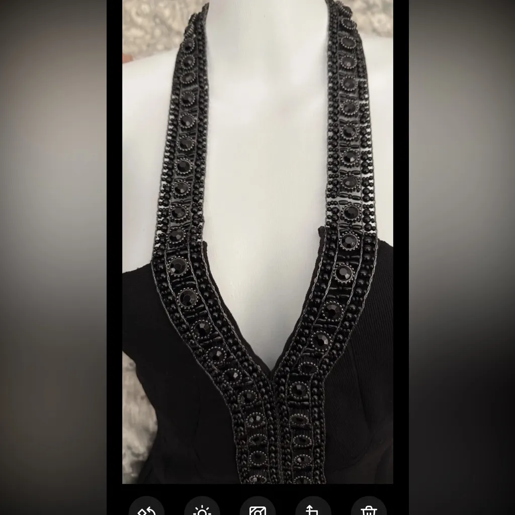 SKY Brand Jeweled Black Halter Mini Dress Small Holiday Vegas Party Bodycon - Image 4