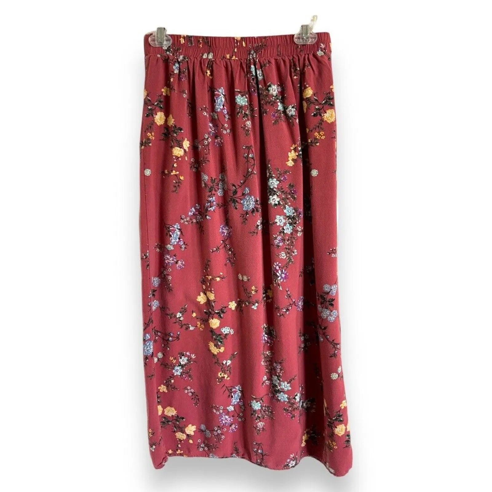 Xhilaration Womens Skirt Sz S Long Floral Shorts Button Front Dark Rose Pink‎ - Image 2
