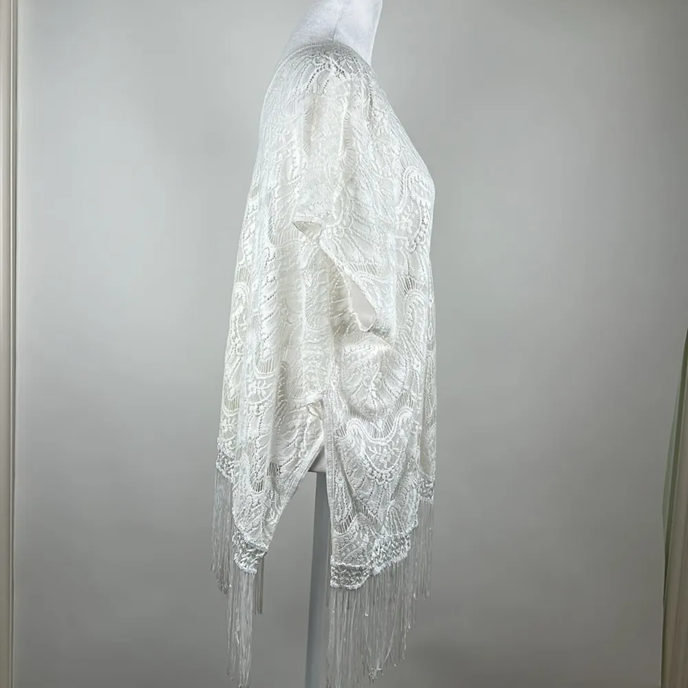 Victorias Secret Swimsuit V Neck Swim Cover Up White Crochet Fringe Hem XS/S - Image 6