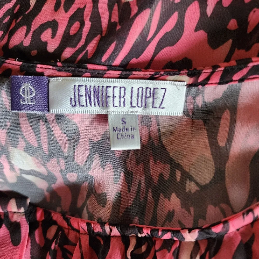 Jennifer Lopez coral brown floral sheer blouse size small - Image 6