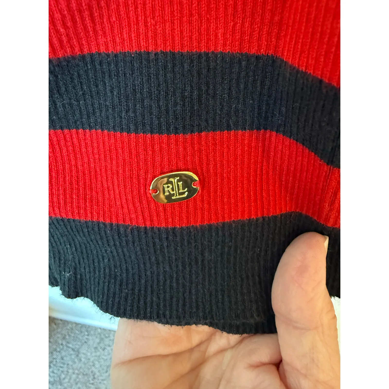 Ralph Lauren Turtleneck Long Sleeve Sweater Black Label Striped Women's Size XL - Image 4