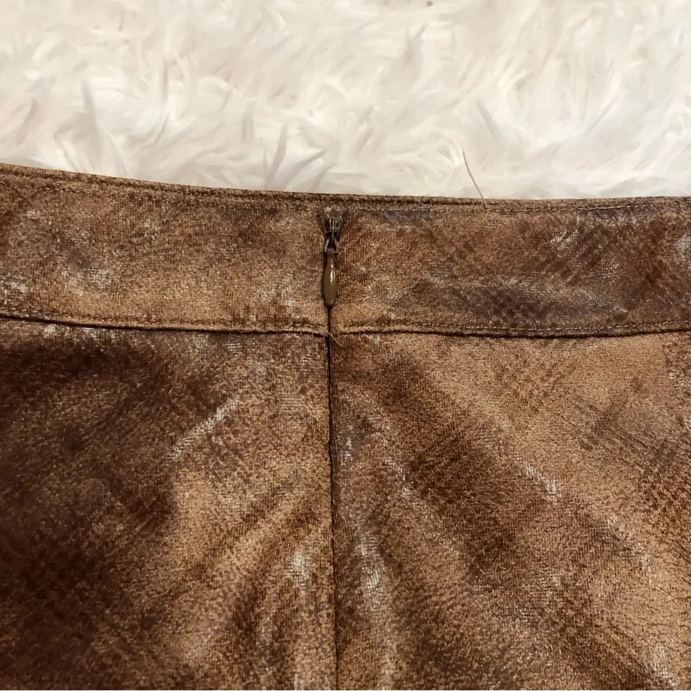 Altar’d State Winnie Plaid Faux Leather Minnie Skirt‎ Brown Large - Image 6