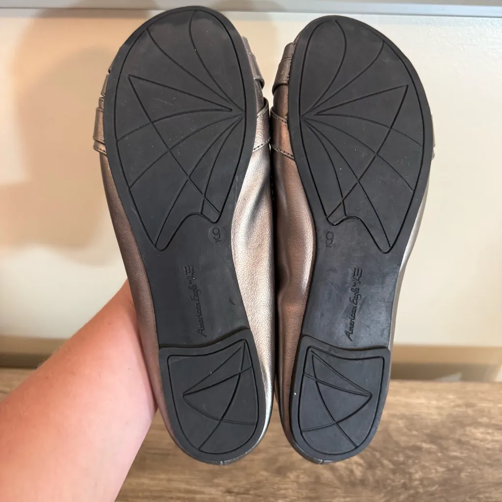 American Eagle Metallic Slip On Flats Shoes Women’s Size 9 Buckle Detail - Image 8