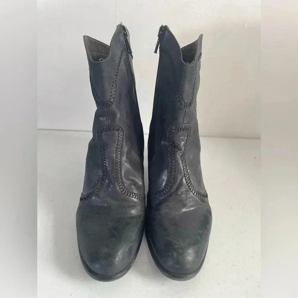 Sesto Meucci Sleek Western Zip Style Charcoal Weave Granny Ankle boots Booties 6 - Image 2