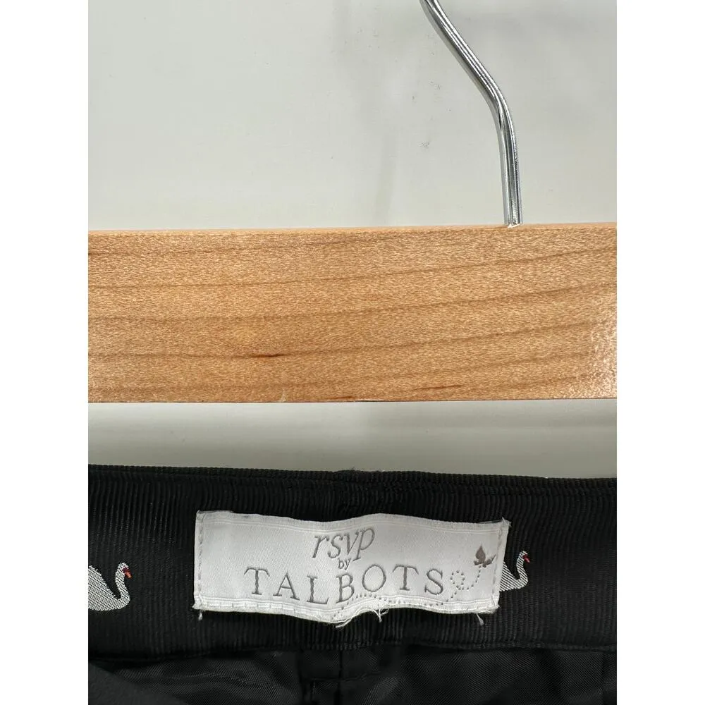 RSVP BY Talbots Black Swan Printed Dress Pants Front Pleat Pockets Women Size 10 - Image 6