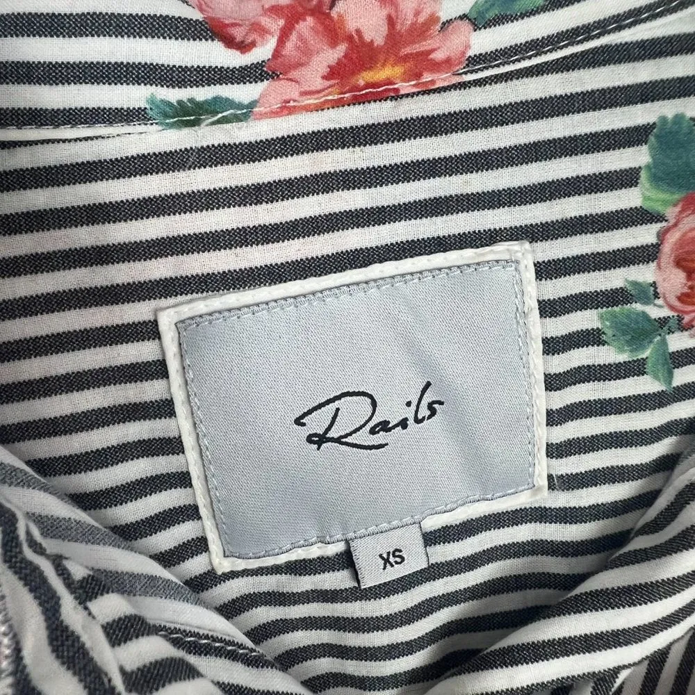 Rails Taylor Floral Stripe Shirt Buttondown Long Sleeves Size XS L2769 - Image 5