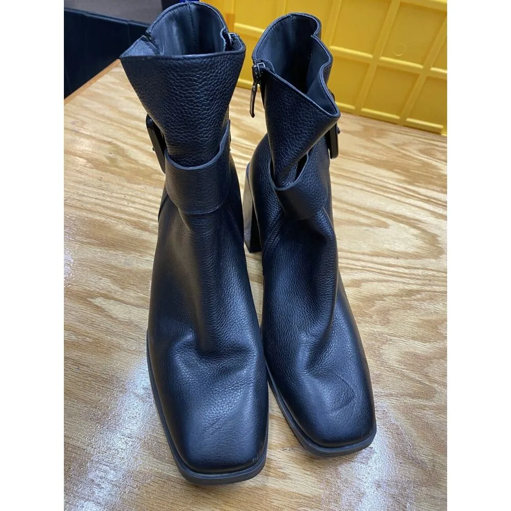 Paul Green Nirvana Ankle Boots Women's 10 Black Leather Side Zipper Buckle S67 - Image 3