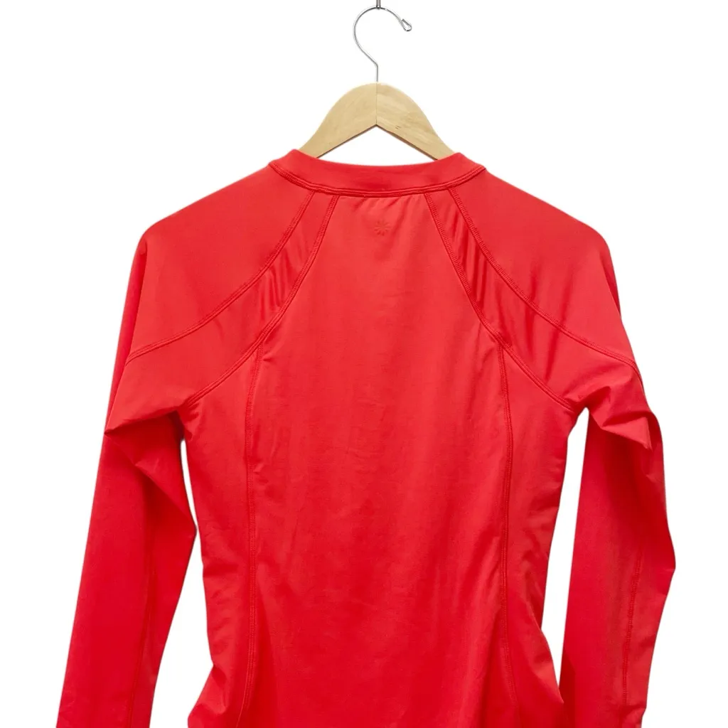 NWT Athleta Sun Shield Rashguard One Piece Swimsuit Red Sz Small Long Sleeve Zip - Image 7