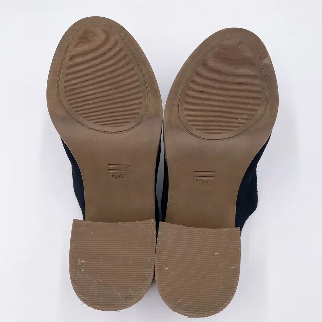 TOMS Women's Evelyn Block Heel Slip On Mules Size 6 Black Suede Leather Shoes - Image 9