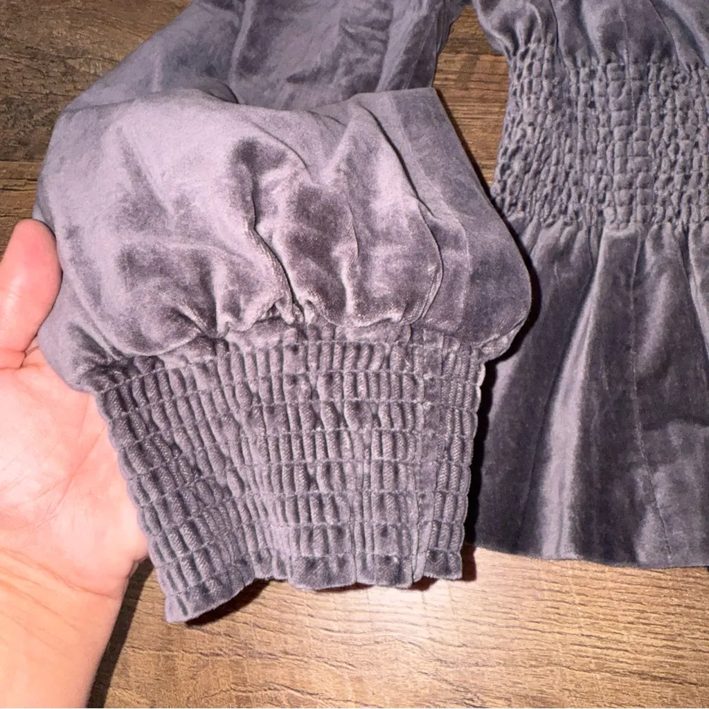 Elevenses Anthropologie  Gray Velvet Button-Up Blazer - Image 10