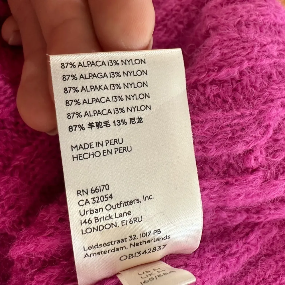 Free People Sweater 87% Alpaca Hot Pink Sz M Oversized Knit Ribbed Mockn…​​​​ - Image 5