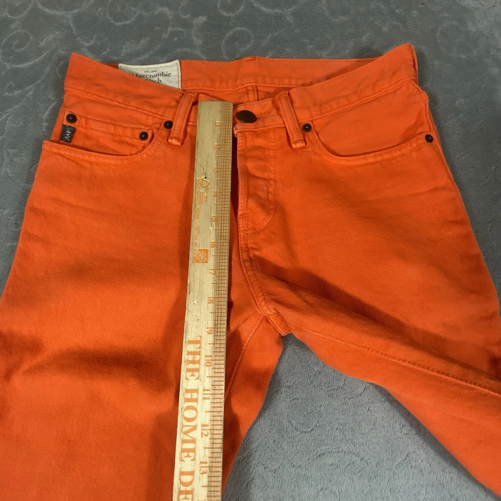 Abercrombie & Fitch Jeans Women 28x30 Orange Skinny Stretch Button Fly Hipster - Image 13