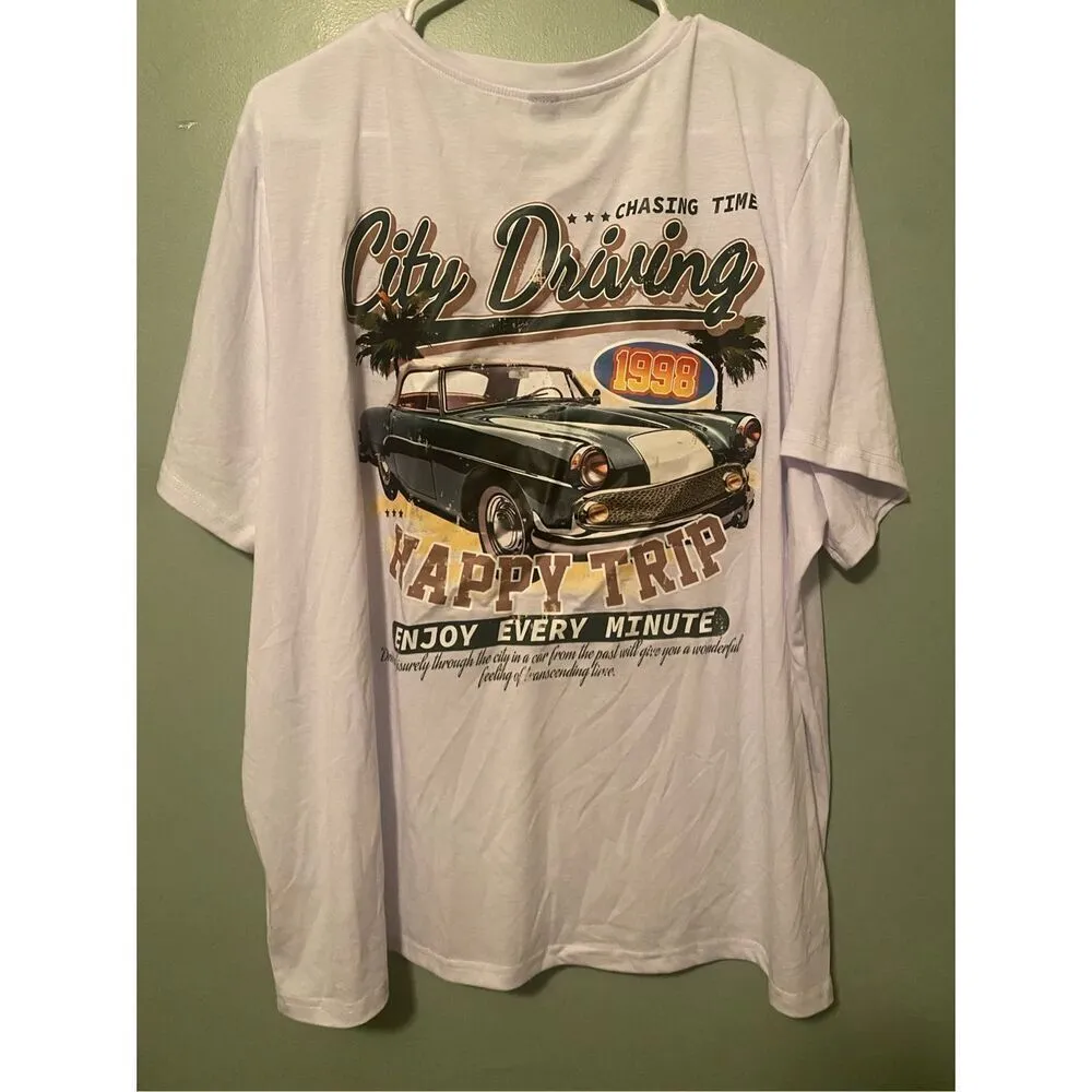 Shein Curve White City Driving Chasing Time Scoop Neck Short Sleeve 4X NWOT - Image 5