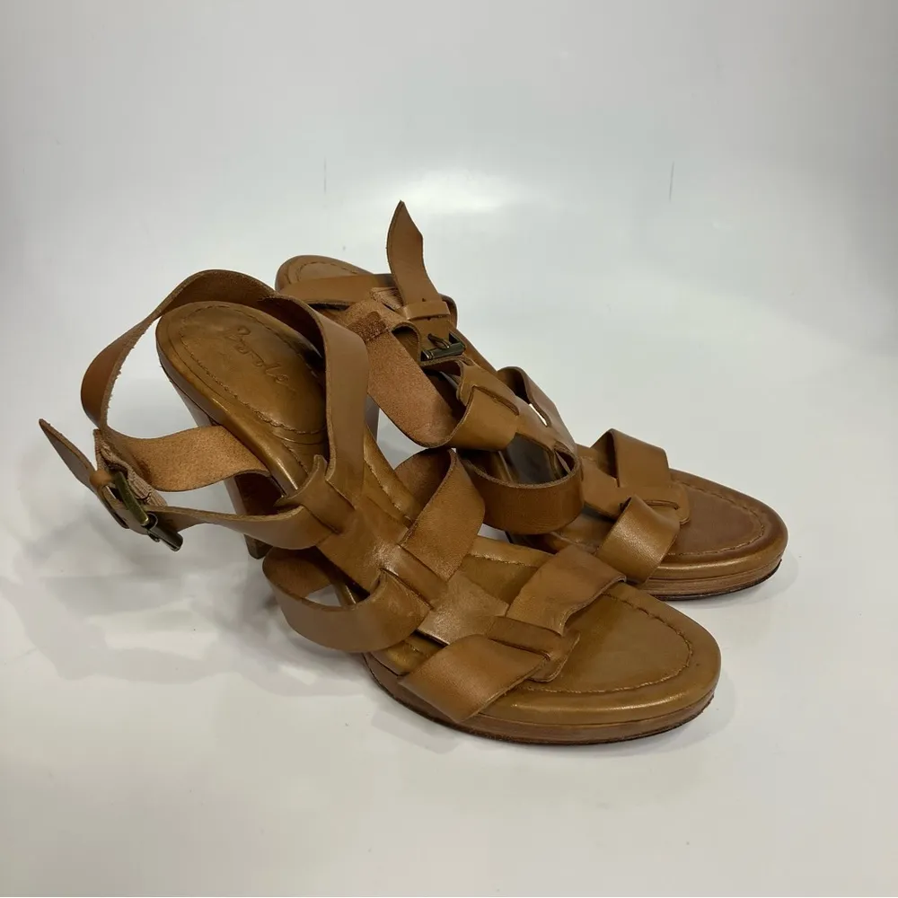 Boden tan brown‎ leather strappy heeled sandals women’s size 38 7.5 Brown - Image 3