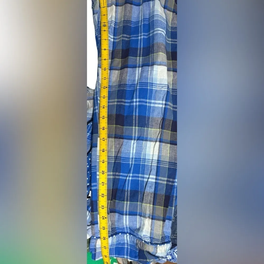 Van Winkle Pajama Set Blue White Gray Plaid Flannel L p32 Size L - Image 8