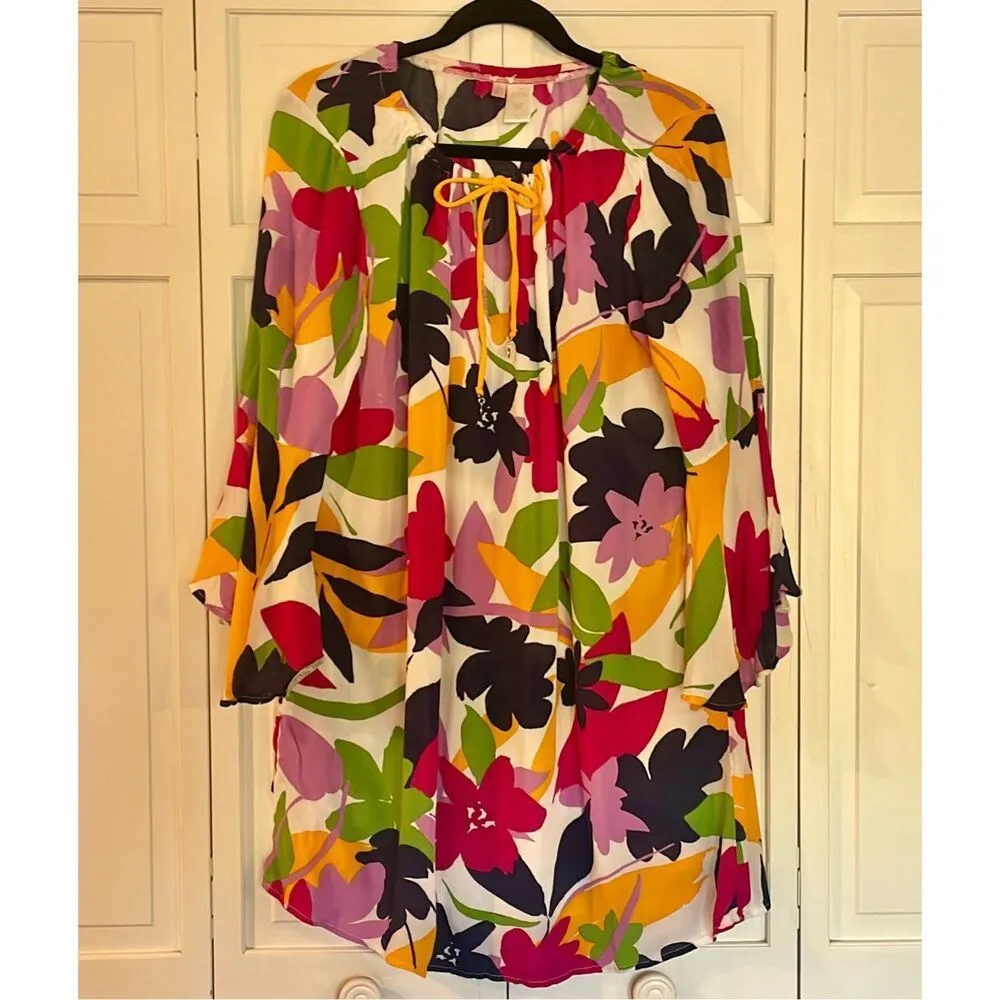 Anne Cole floral cotton coverup dress size xl - Image 4