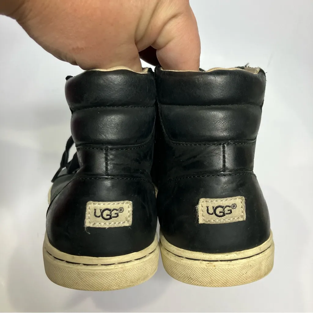 UGG Gradie black leather high top‎ sneakers women’s size 7.5 casual timeless - Image 4