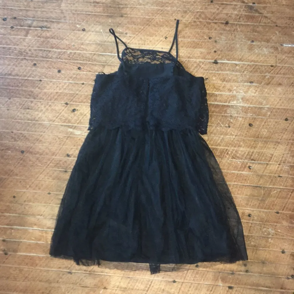 BCBGGeneration Lace tulle black minimalist mini dress - Image 4