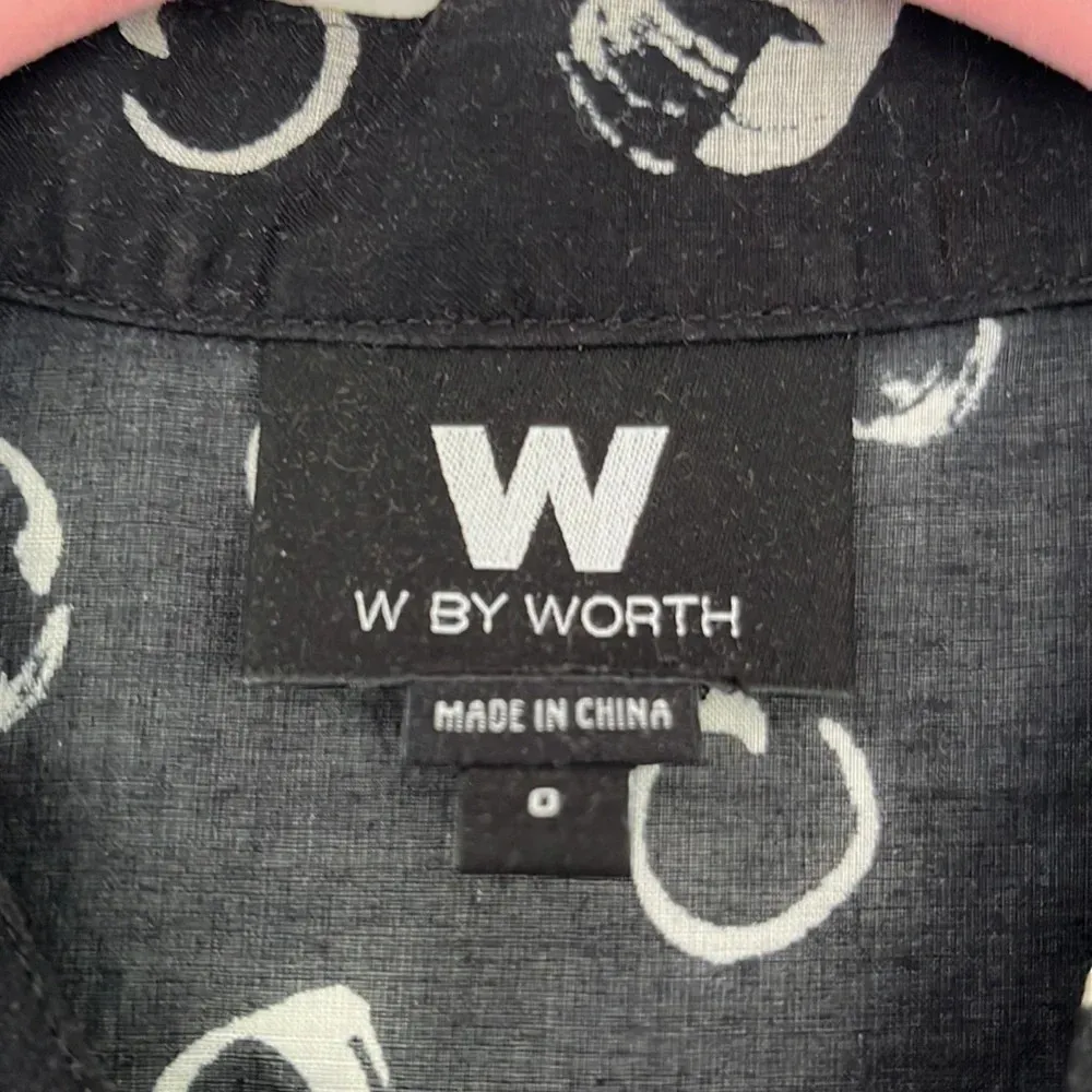 W By Worth Black & White Print Cotton Button Down 0 - Image 5