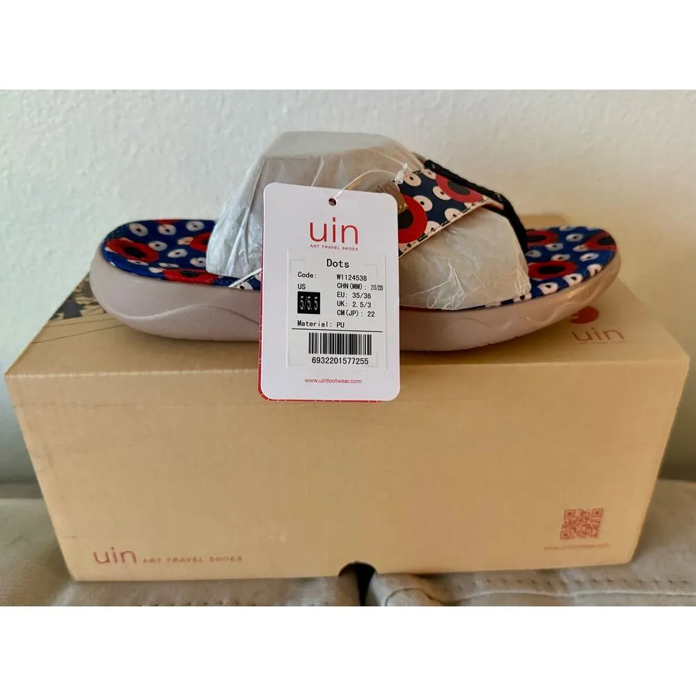 UIN Women's Flip Flops Thong Sandals Casual Art Painted Travel Slippers Non Slip Size 5 - Image 5