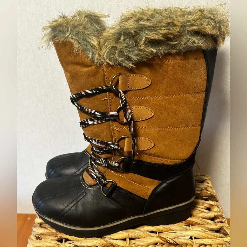 Rugged Outback Women's Tall Winter Boot Faux Fur Size 6 Tan/Black Tan - Image 4