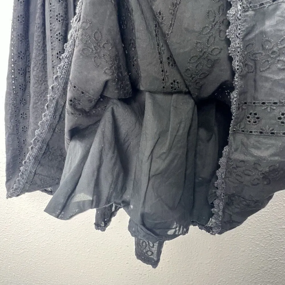 Oscar Oscar de la Renta Womens V Neck Eyelet Lace Dress White Black Size 6 - Image 8