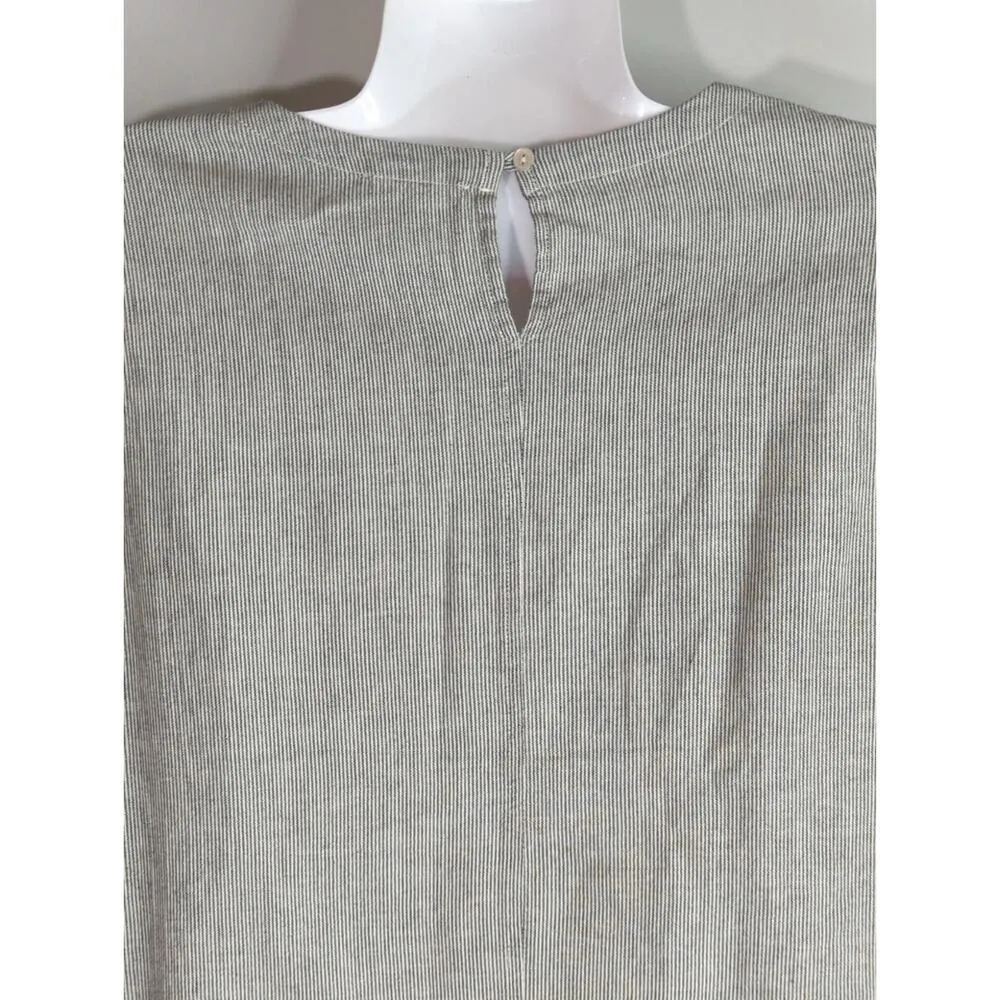 Eileen Fisher Graphite Organic Linen Pinstripe Tunic Dress‎ Women's Est. Large - Image 5