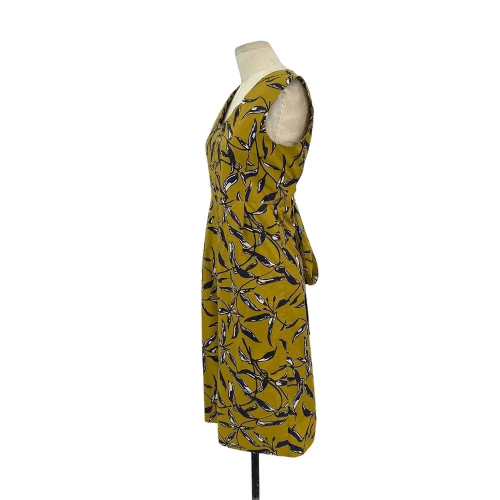 S'‎ MAXMARA Pepsi Printed Dress in Ocher Color Yellow Blue Size Small - Image 5