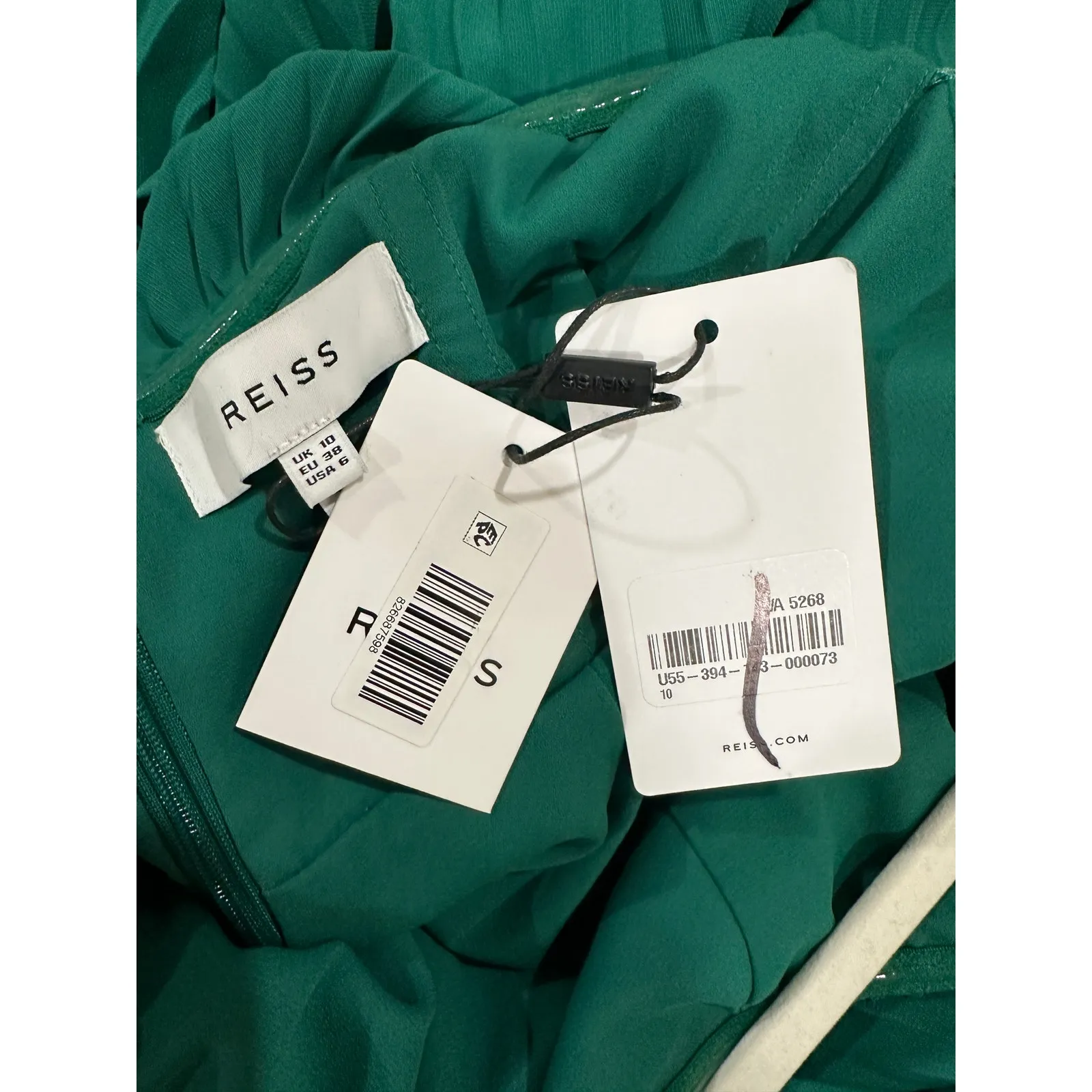 Reiss Roya Halter Neck Pleated Midi Dress Emerald Green Size 6 NWT Elegant Dress - Image 7