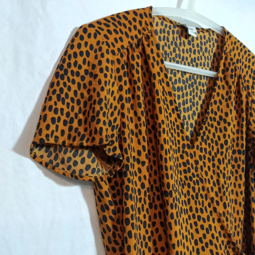 J.Crew Drapey Twill Leopard Wrap Mini Dress Animal Print Size 4 - Image 3