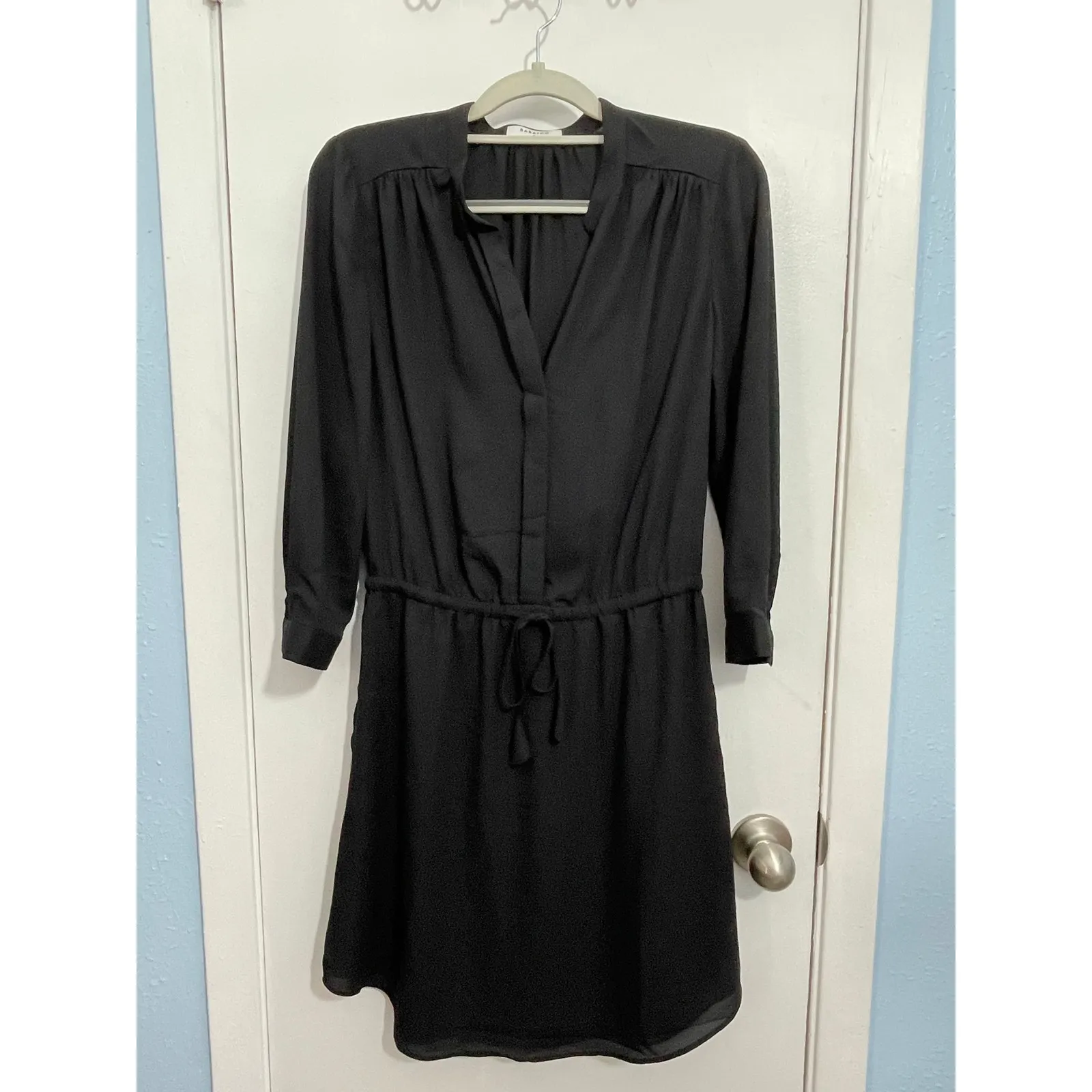 Babaton Bennett Shirt Dress Small Black Mini Quiet Luxury Preppy Minimalist - Image 2