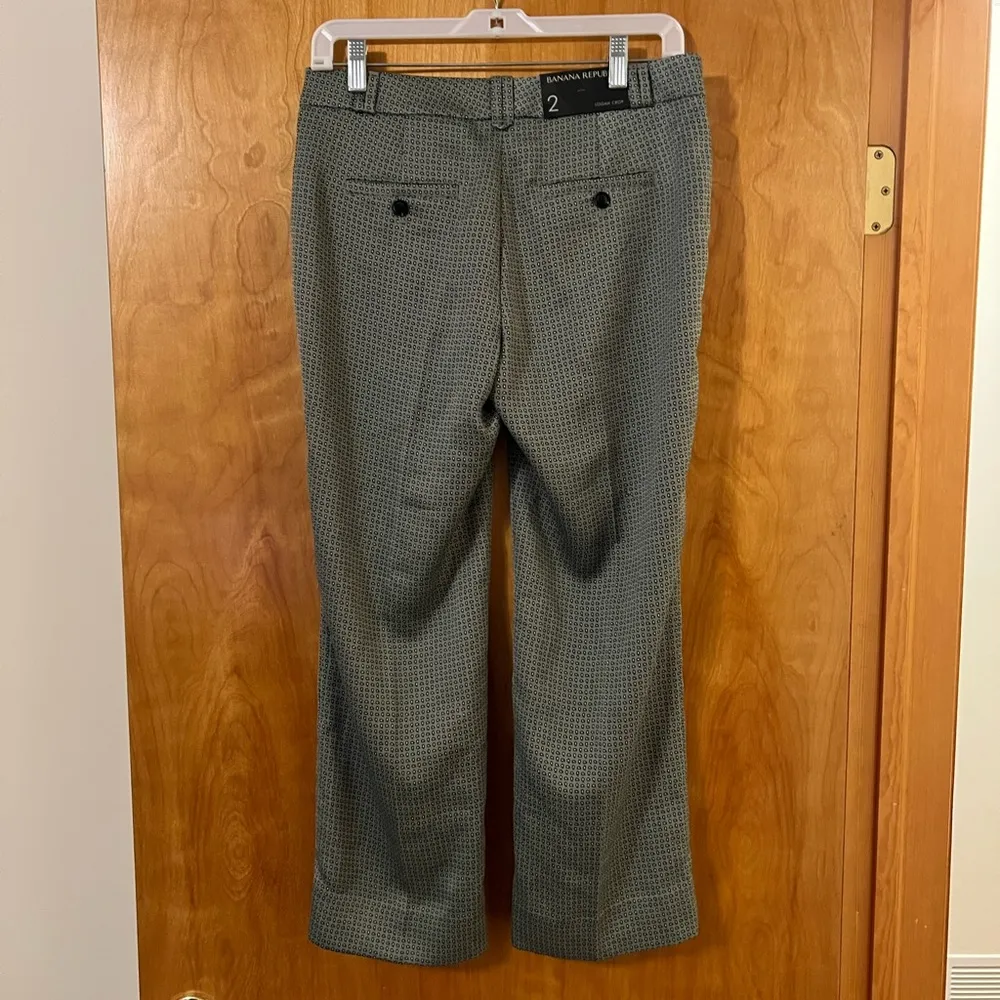 BANANA REPUBLIC Green Teardrop Pattern Logan Crop Trouser Pants Size 2R 2 R NWT - Image 9