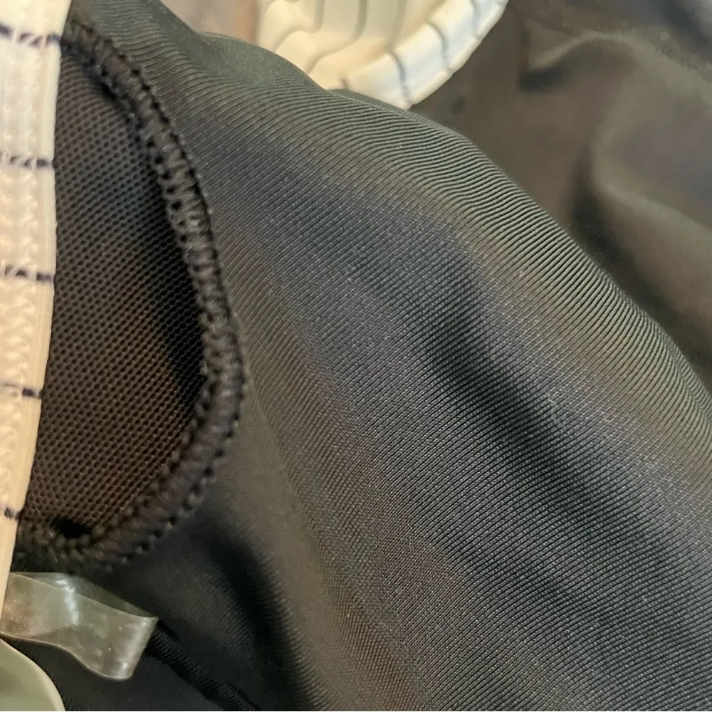 Calia Carrie Underwood Tank Sports Bra Striped Layered Cinch Sides Black Cream - Image 13