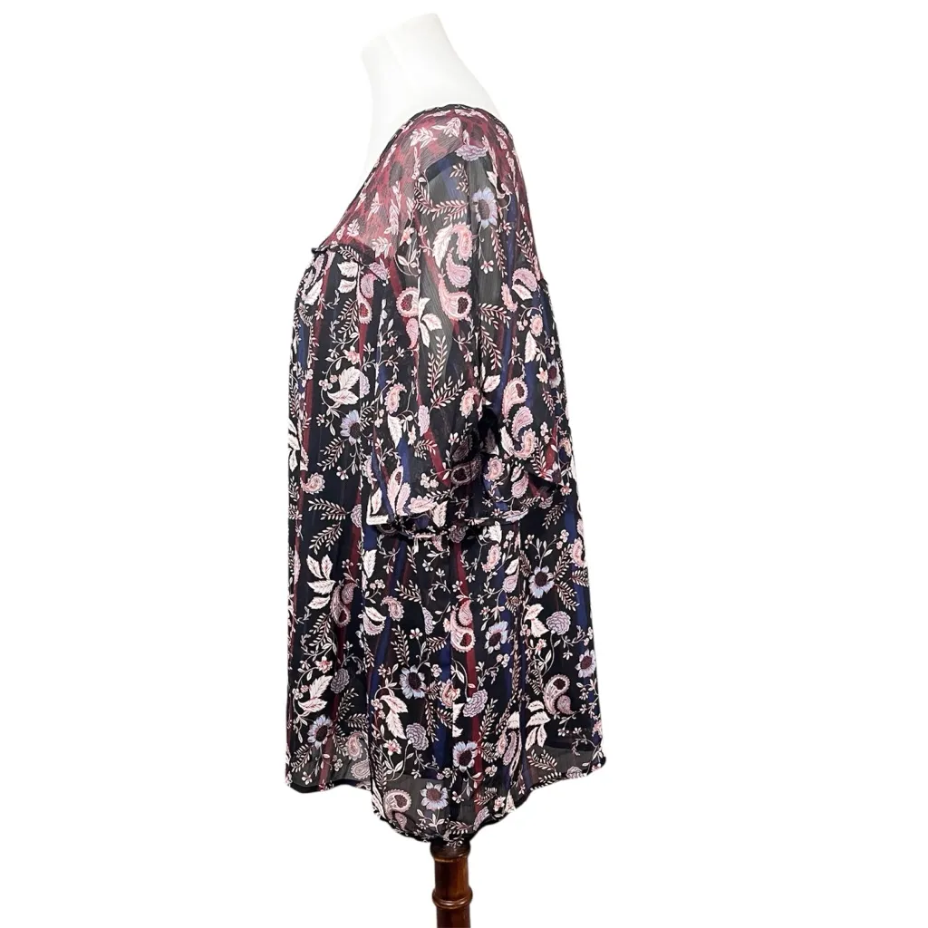 Knox Rose Navy/Pink Floral Print Women's Top Size XXL - Image 3