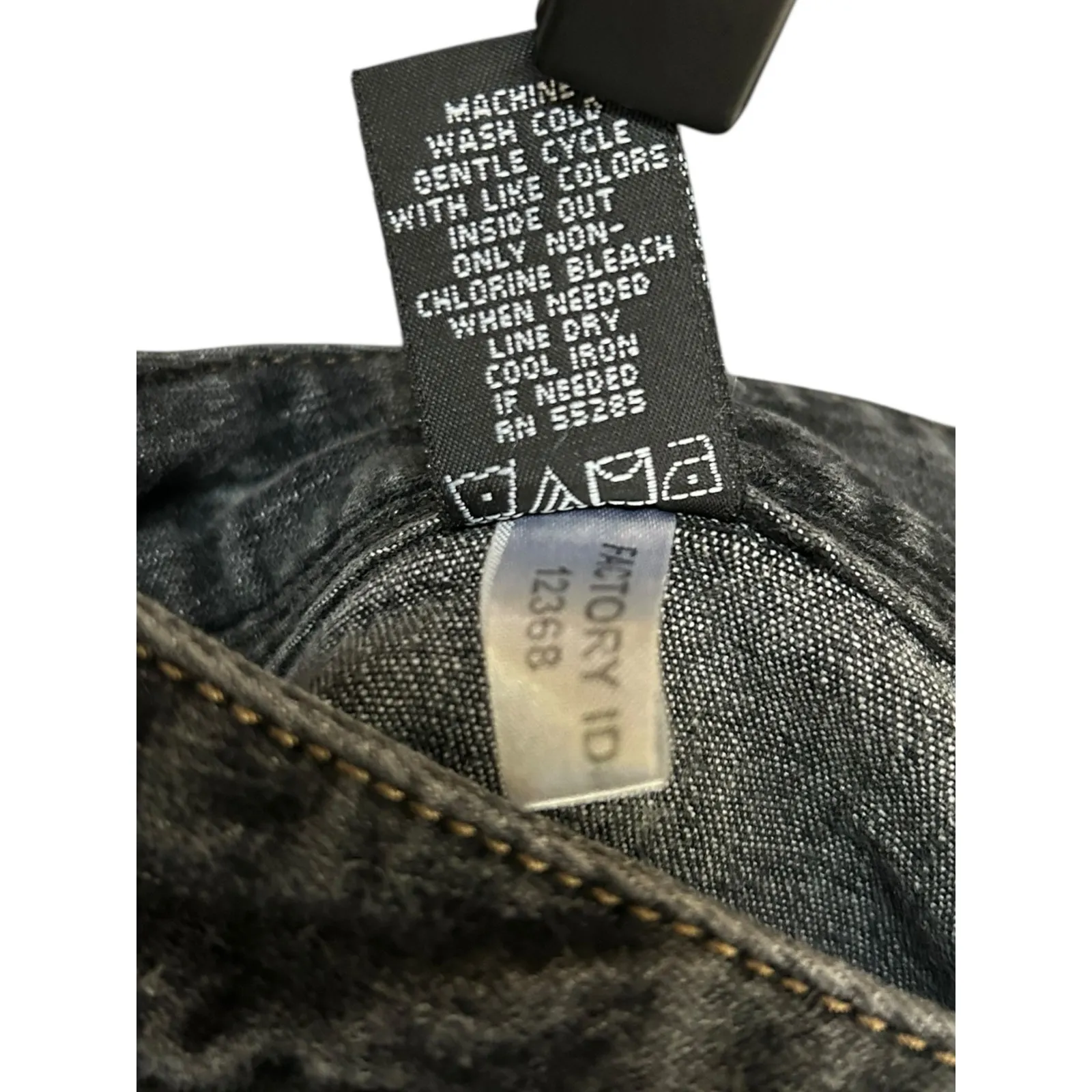 Express Jeans Vintage Y2K Jean Denim Lace Up Front Midi Skirt Frayed Hem Stretch Black Size 2 - Image 5