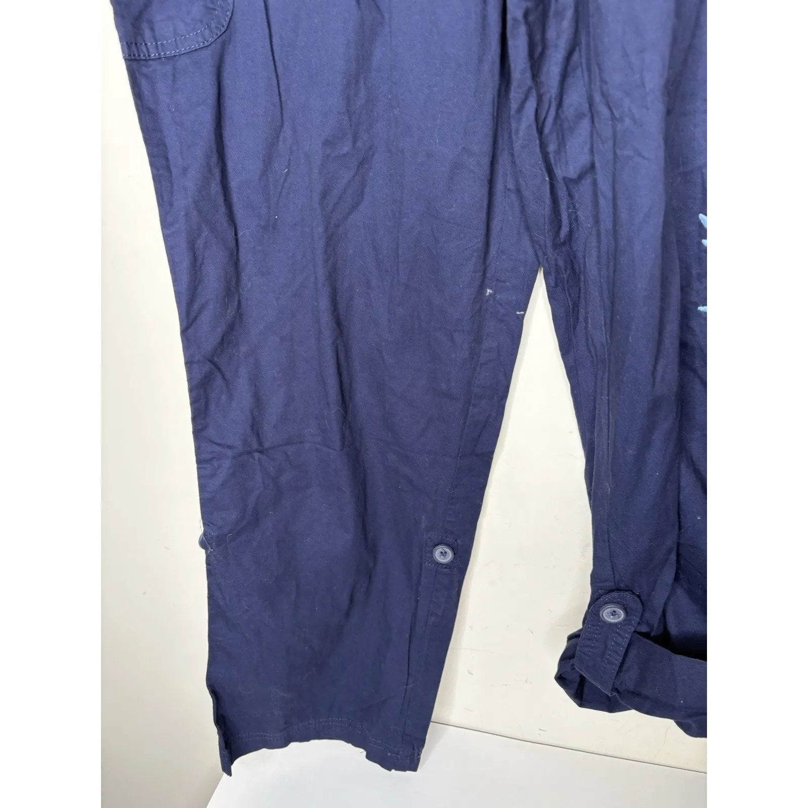 Woman Within Womens Plus Size 18W Cargo Pants Convertible Hem Blue Embroidered - Image 5