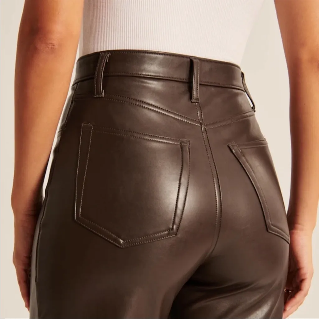 12th Tribe  Vegan Brown Leather Pants - Image 3