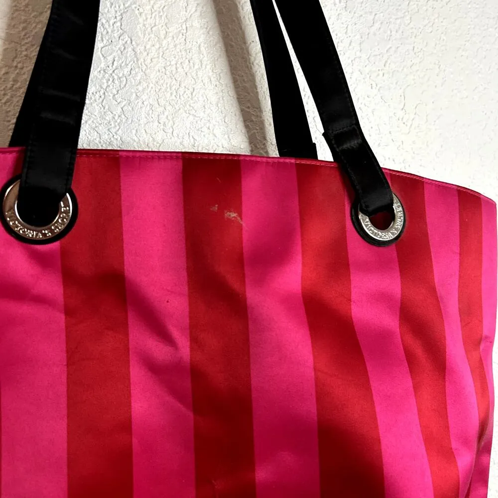 Victoria Secret Pink Red Satin Tote Bag - Image 5