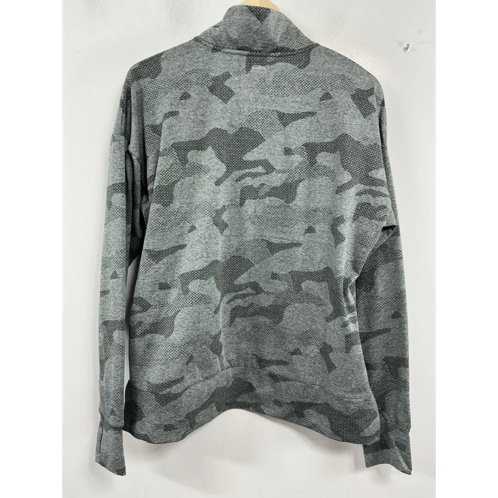 Womans Mondetta Long Sleeve Pullover Sweatshirt XL Gray Black Camo 1/4 Zip Slits - Image 2