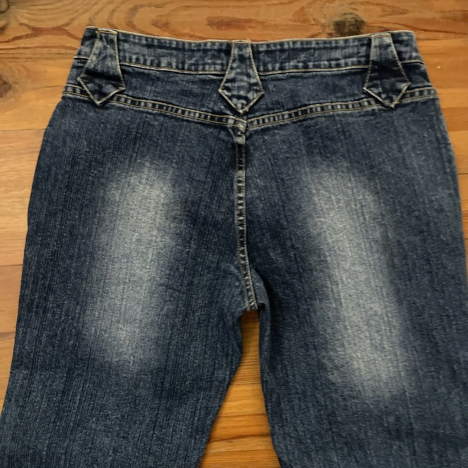 R4R Rave Jeans Vintage Junior Size 15 Y2K 90s Mid Rise Flare Hong Kong 32x32 Blue - Image 13