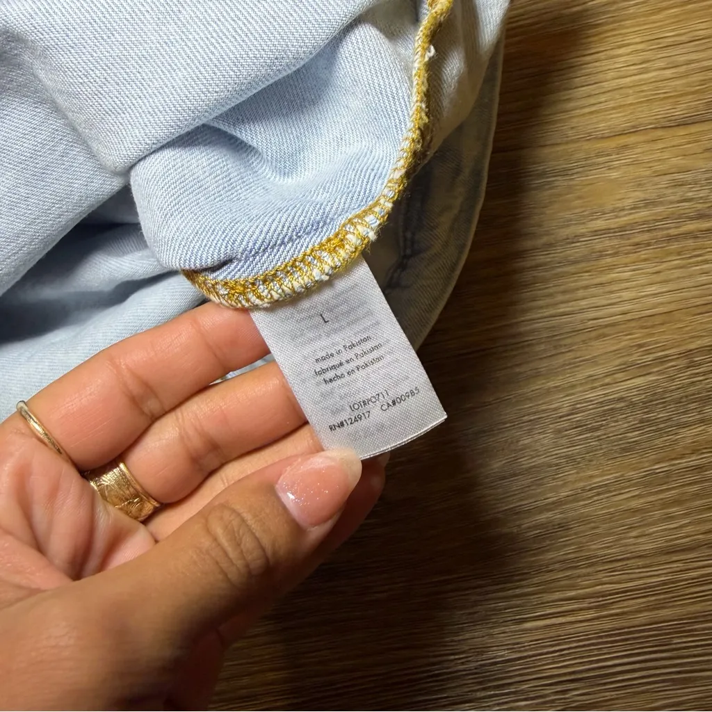 WeWoreWhat Light Wash Denim Mini Skirt with Cut-Out Waist Size L NWT - Image 9