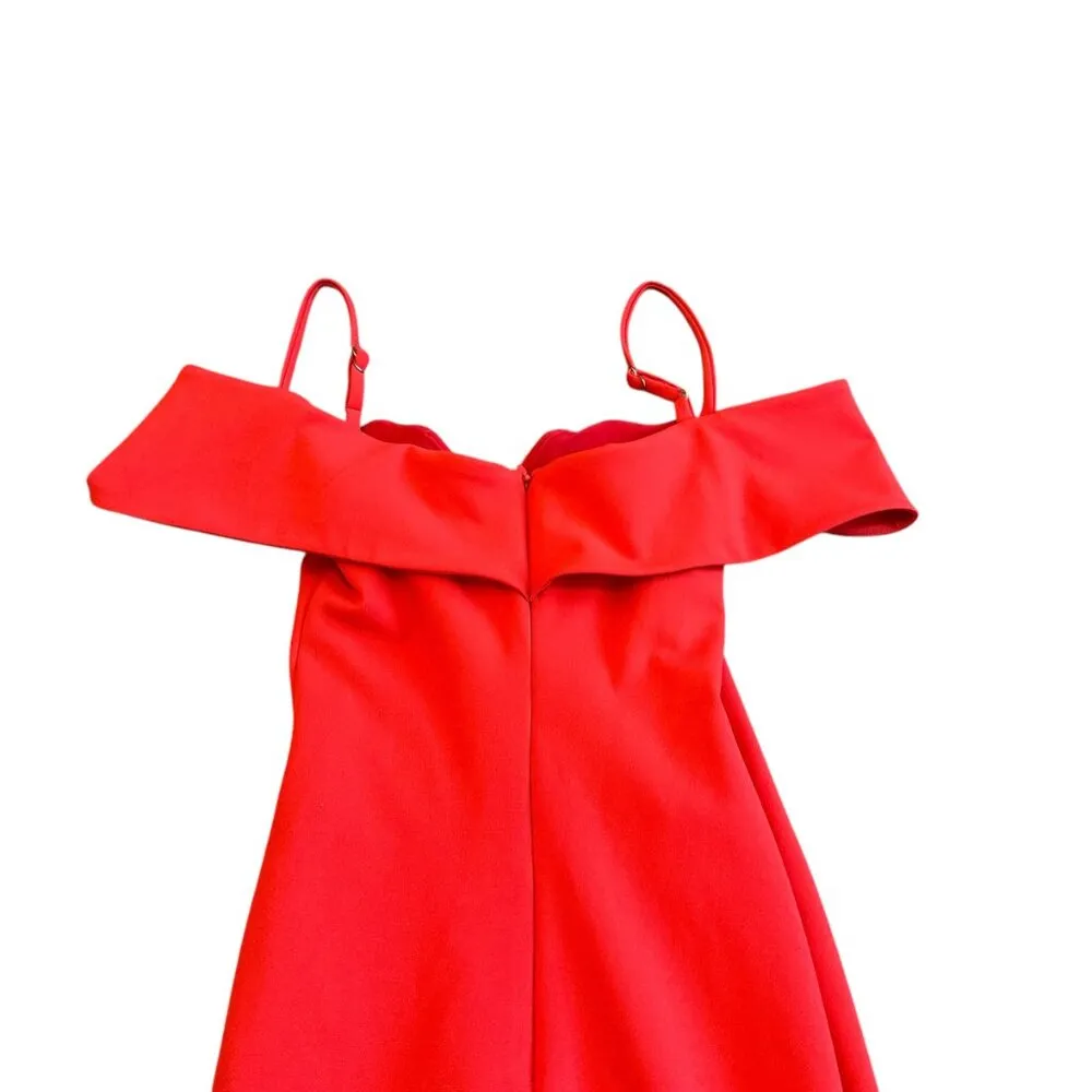 Noookie Bold Red Off-Shoulder Fitted Sheath Dress Spaghetti Strap Size Small - Image 9