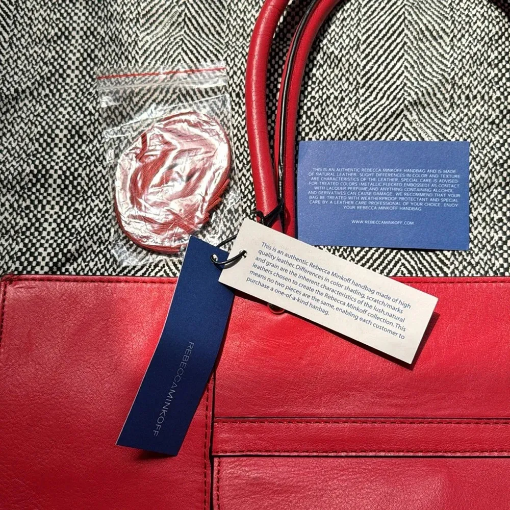 Rebecca Minkoff Poppy red Leather MAB Large Tote Shoulder Bag Portfolio NWT - Image 13