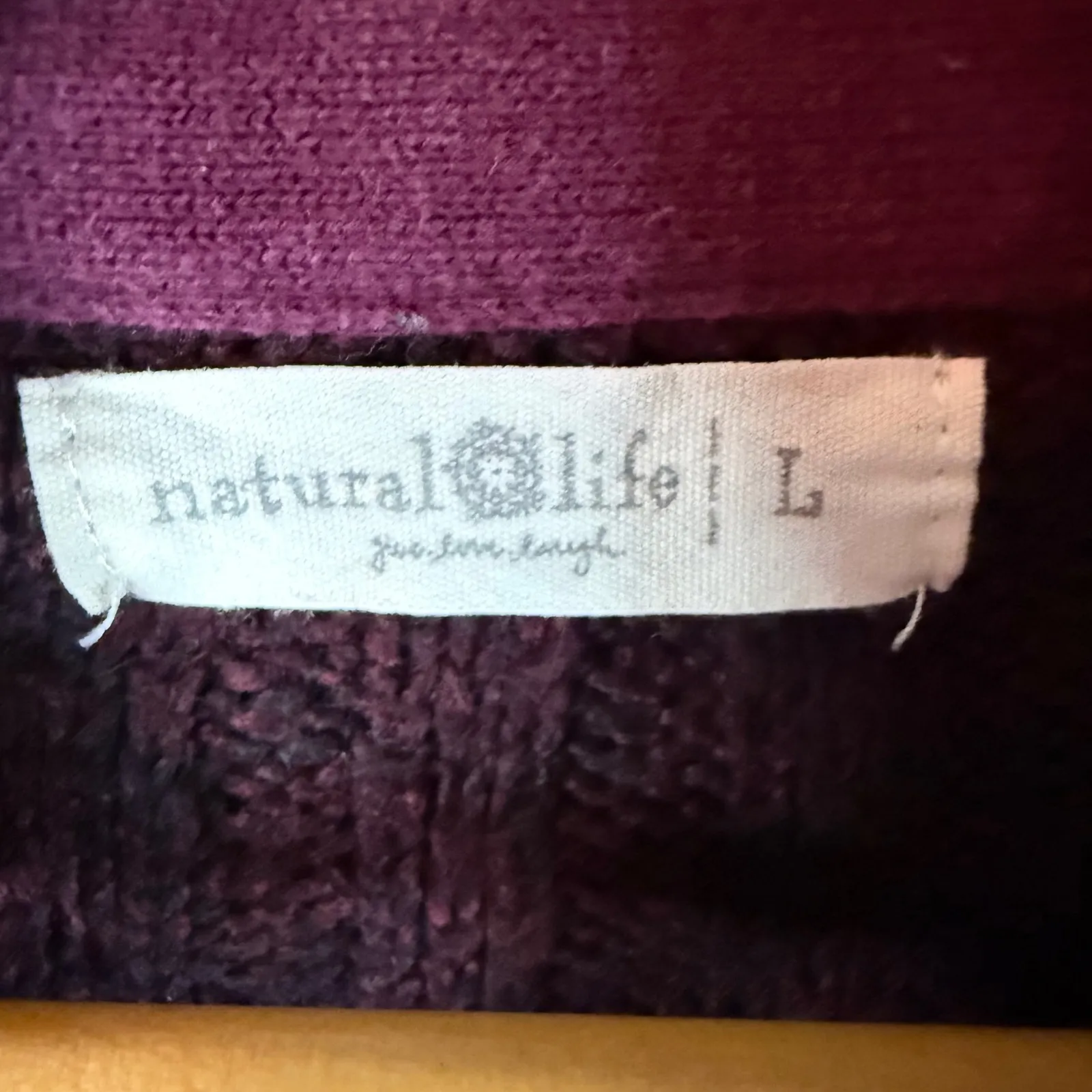 Natural Life Women Burgundy Ribbed Turtleneck Button Detail Sweater Size L - Image 4