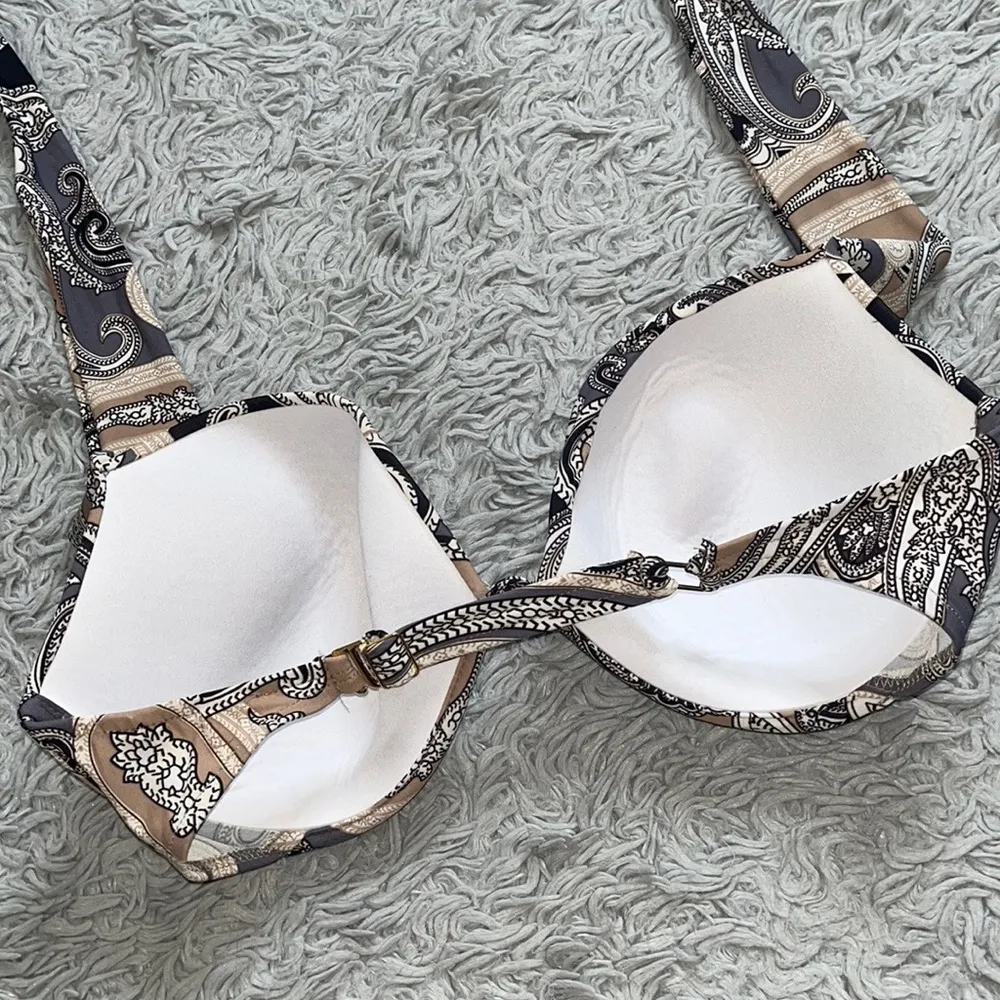 Venus Bikini Swimsuit Brown Black Paisley Skirted 12 DDD - Image 3