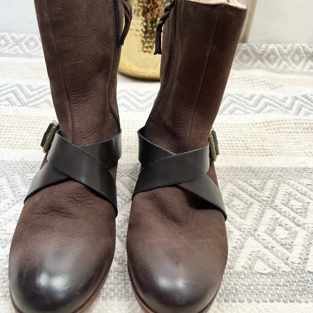 SoftWalk Rayne Women's Ankle Bootie Brown Size 8N Faux Fur Lined Casual - Image 6