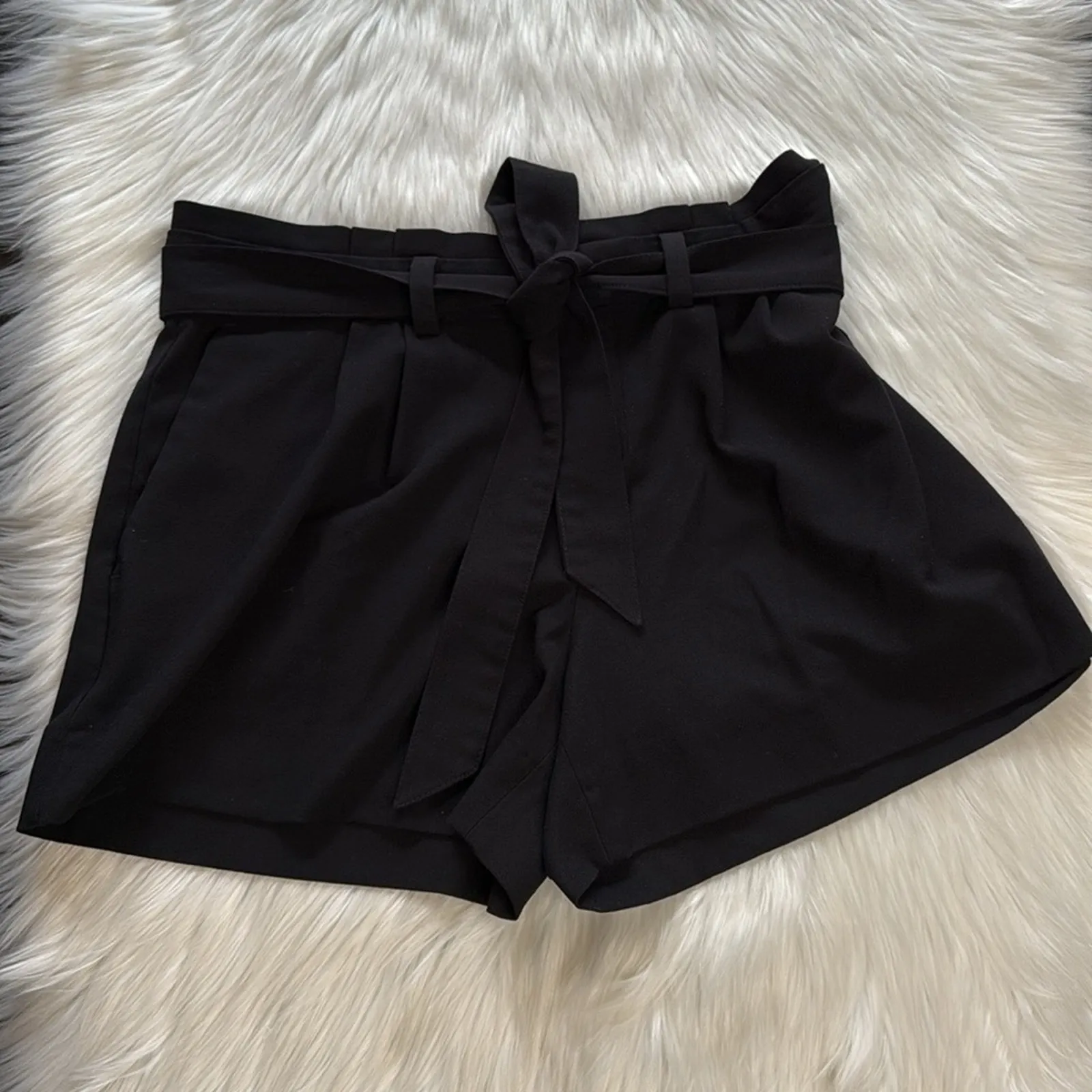 Banana Republic Factory Black Paper Bag Waist Shorts - Image 2